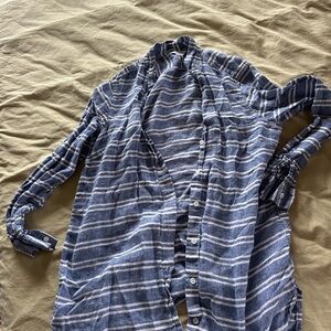 Garnet Hill Blue and White Striped Shirt